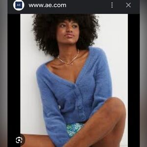 Aerie Fuzzy Blue Cardigan